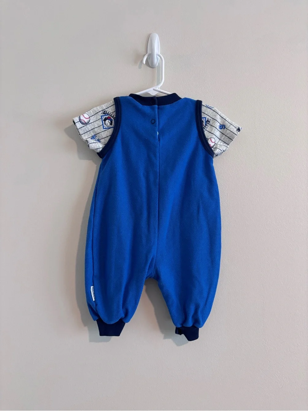 Vintage Healthtex Blue Baseball Graphic One-Piece Romper